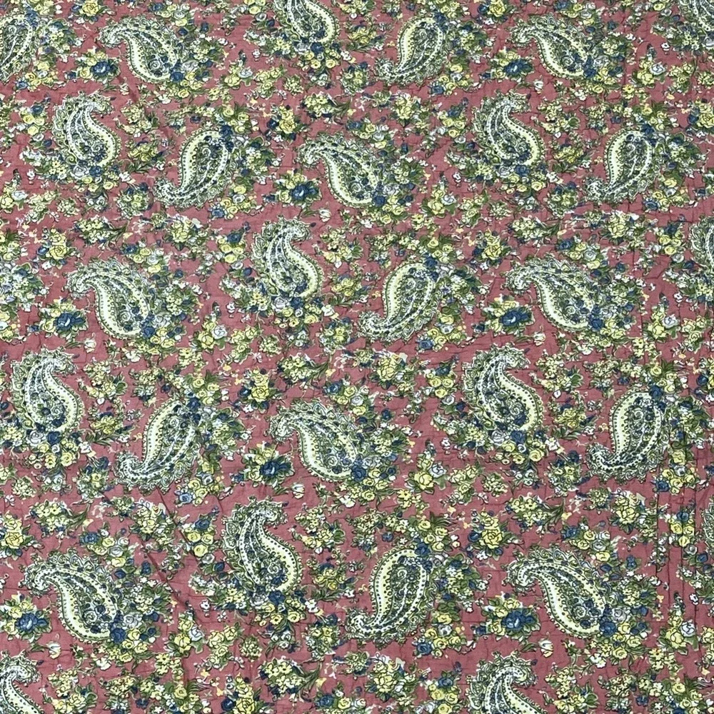 Pottery Barn Queen Quilt & Sham Pic Stitch Blue Pink Floral Paisley Reversible‎